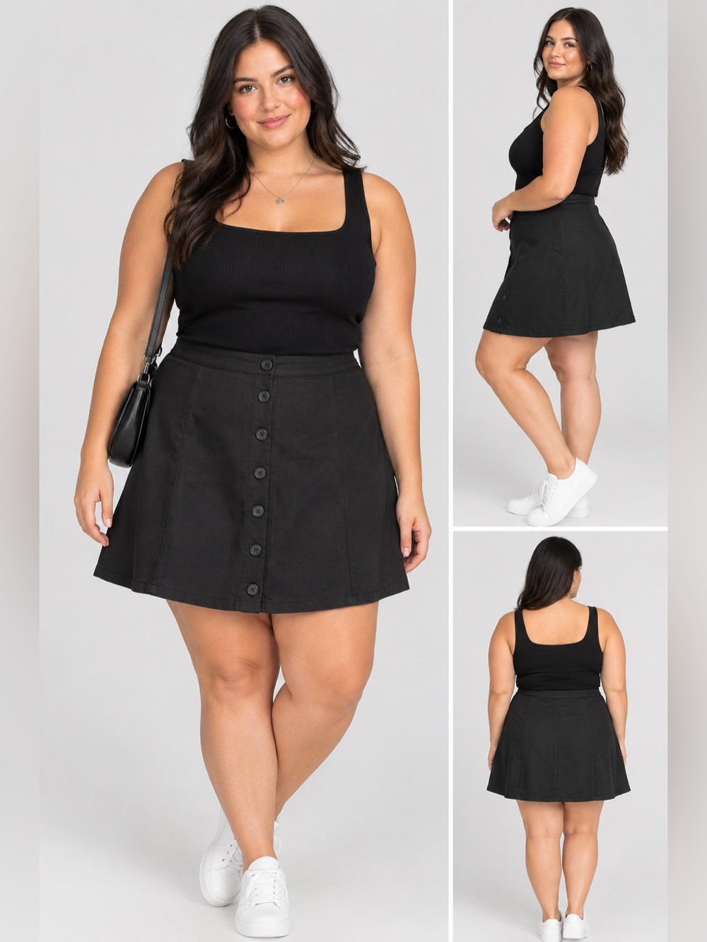 Classic Black Button-Up Skirt